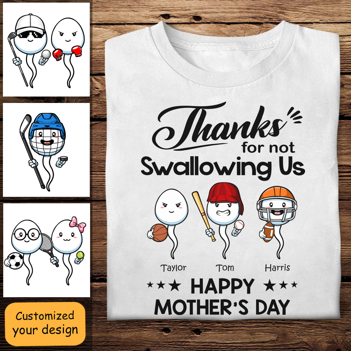 Sport Thanks For Not Swallowing Us - Personalized Shirt - Mother's Day, Funny, Birthday Gift For Mom, Mother, Wife banner2_40153b66-b295-45f0-a579-6fd55ee4f164.jpg