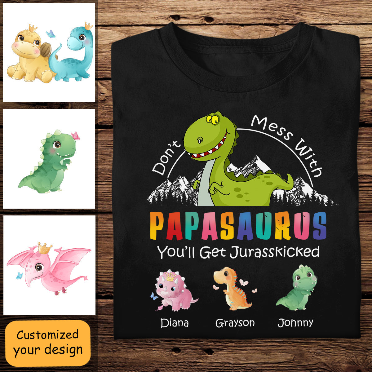 Don't Mess With Papasaurus - Personalized Apparel - Gift For Father, Dad, Grandpa, Father's Day banner2_8e8873a0-37bd-4209-99fc-6bb12141c116.jpg