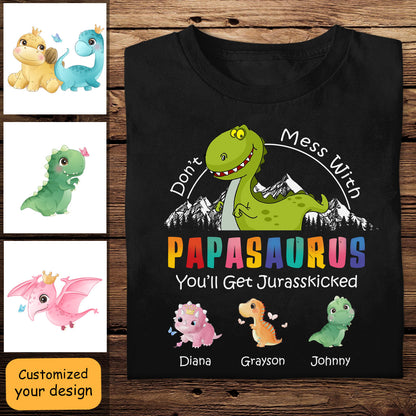 Don't Mess With Papasaurus - Personalized Apparel - Gift For Father, Dad, Grandpa, Father's Day banner2_8e8873a0-37bd-4209-99fc-6bb12141c116.jpg