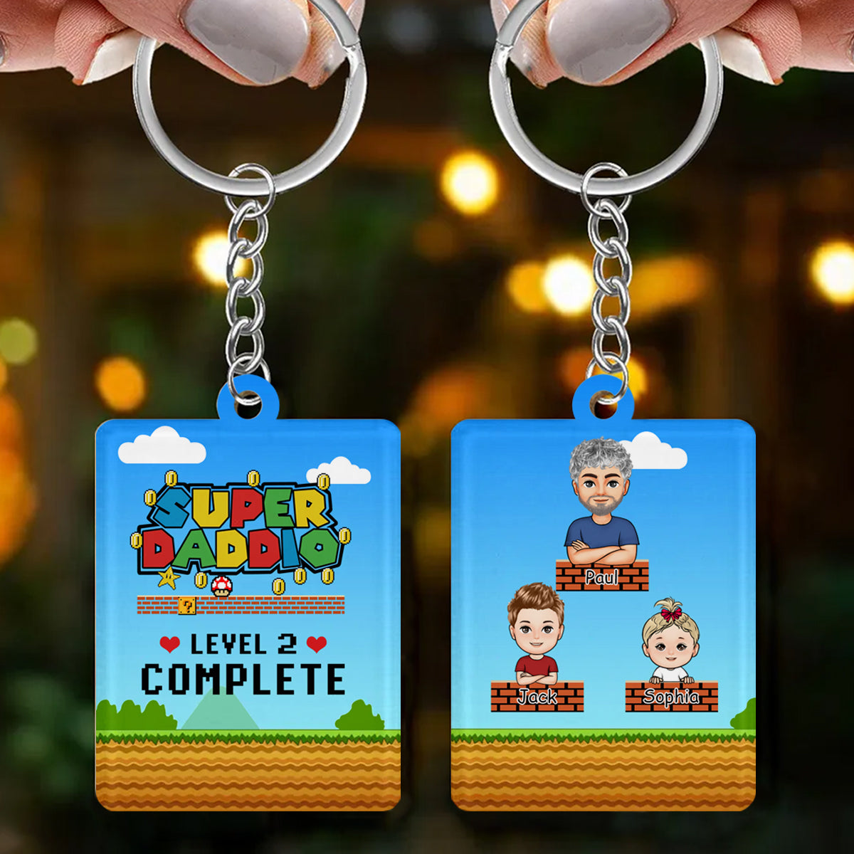 Super Daddio Level Complete - Personalized Acrylic Keychain - Gift For Father banner2_cc92fa0c-2975-4d84-b3cd-00ce477e1127.jpg