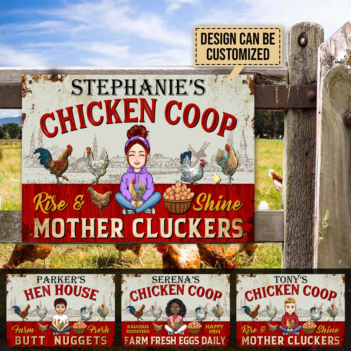Rise And Shine Mother Cluckers - Personalized Vintage Metal Sign - Gift For Farmer, Chicken lover banner2_f277a0ff-09ac-4872-96fe-e7ed158138c1.jpg
