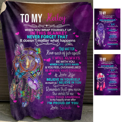 Dreamcatcher Love Life Believe In Yourself - Personalized Blanket - Gift For Granddaughter banner2_fd447b58-1ec1-44bc-91a7-5a3d8823a4b1.jpg