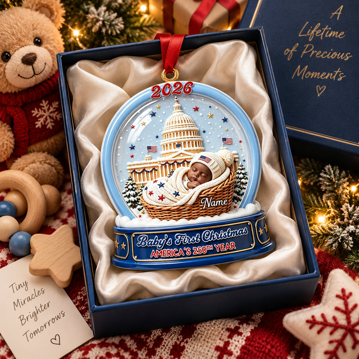 250th Baby Ornament 250th Anniversary - Real 3D Raised Ornament