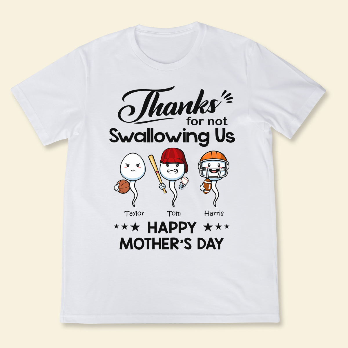Sport Thanks For Not Swallowing Us - Personalized Shirt - Mother's Day, Funny, Birthday Gift For Mom, Mother, Wife banner3_69a9806b-d862-4a99-8b66-3b94a52aefcb.jpg