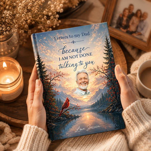 Custom Photo Hardcover Journal - Personalized Memorial Sympathy Gifts For Loss Of Mom, Dad - Your Love Still Guides Me Home