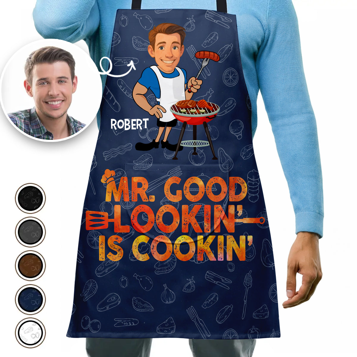 Custom Photo Mr. Good Lookin' Is Cookin' - Personalized Apron banner3_78d55071-a05a-4b57-8d19-ea986789442d.jpg
