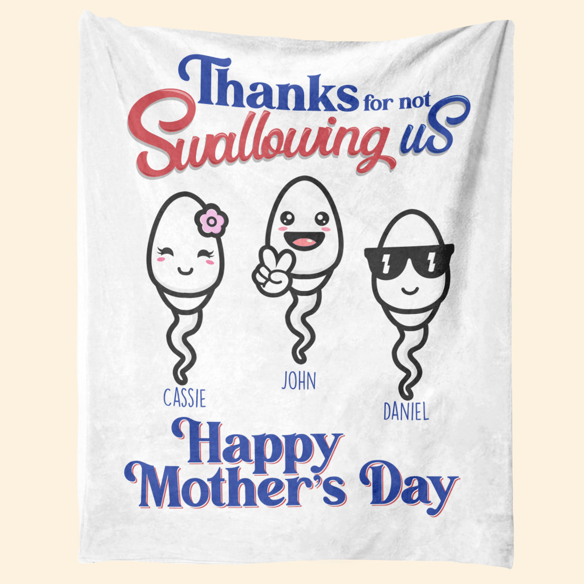 Thanks For Not Swallowing Us - Personalized Blanket - Mother's Day, Funny, Birthday Gift For Mom, Mother, Wife banner3_8cce5b1f-e436-4981-953e-3c32ba0494fe.jpg