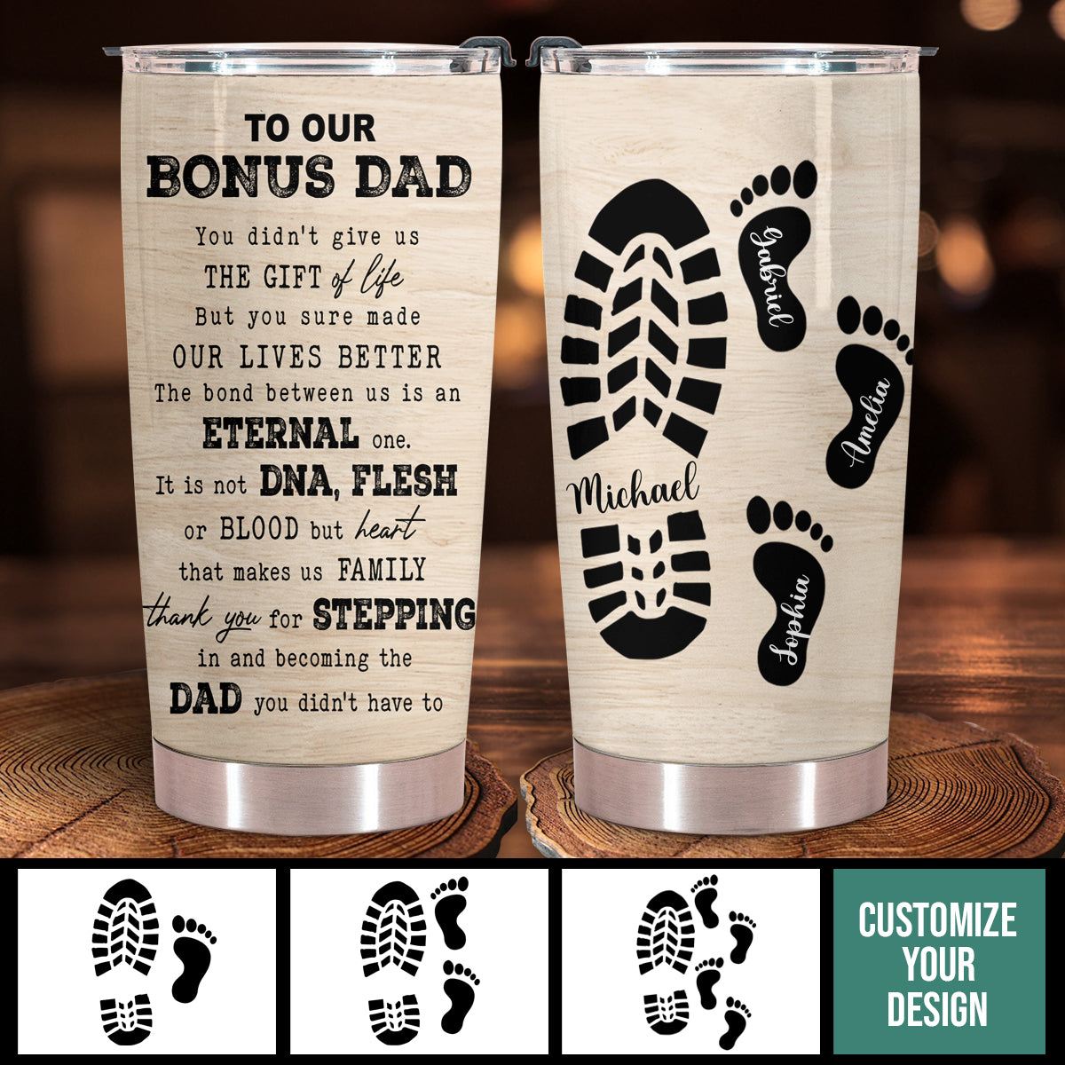 To my bonus dad - Personalized Tumblers - Gift For Step Dad, Bonus Dad banner4_3c995ac3-b5d9-4b0d-8df9-9b891337b84a.jpg