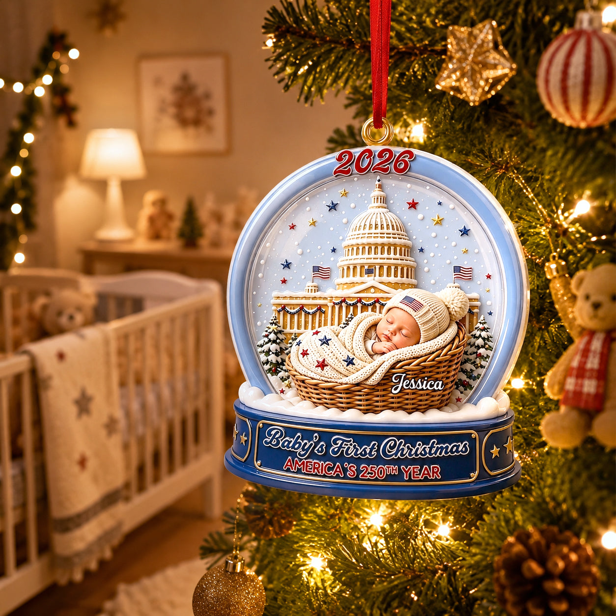 250th Baby Ornament 250th Anniversary - Real 3D Raised Ornament
