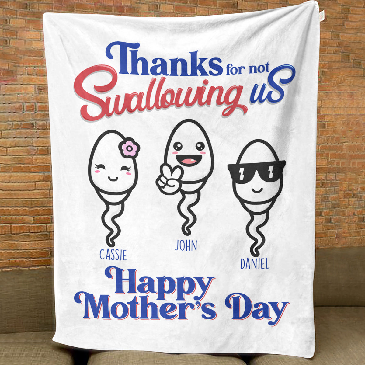 Thanks For Not Swallowing Us - Personalized Blanket - Mother's Day, Funny, Birthday Gift For Mom, Mother, Wife banner7_b643cd95-2b3f-4c0d-a07a-be1d728b8856.jpg