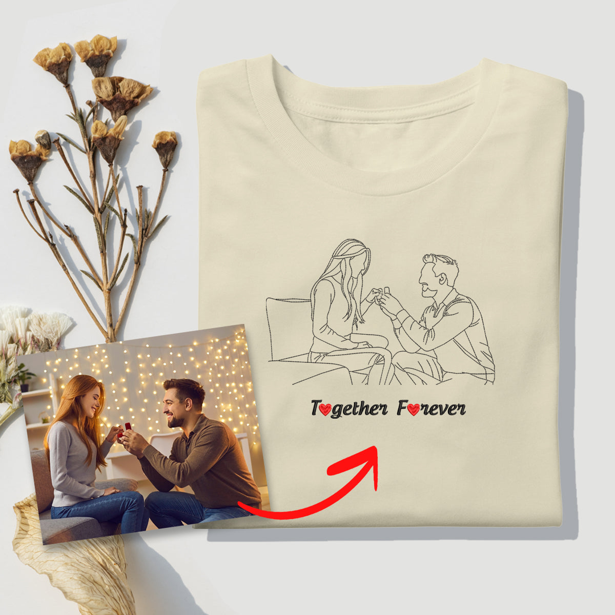 Embroidery Upload Photo Anniversary T-Shirt - Personalized Couple Embroidered Tee - Matching Embroidered Apparel - Gift For Boyfriend Girlfriend bannerEmbroideryUploadPhotoAnniversaryT-Shirt-PersonalizedCoupleEmbroi.jpg?v=1742187761