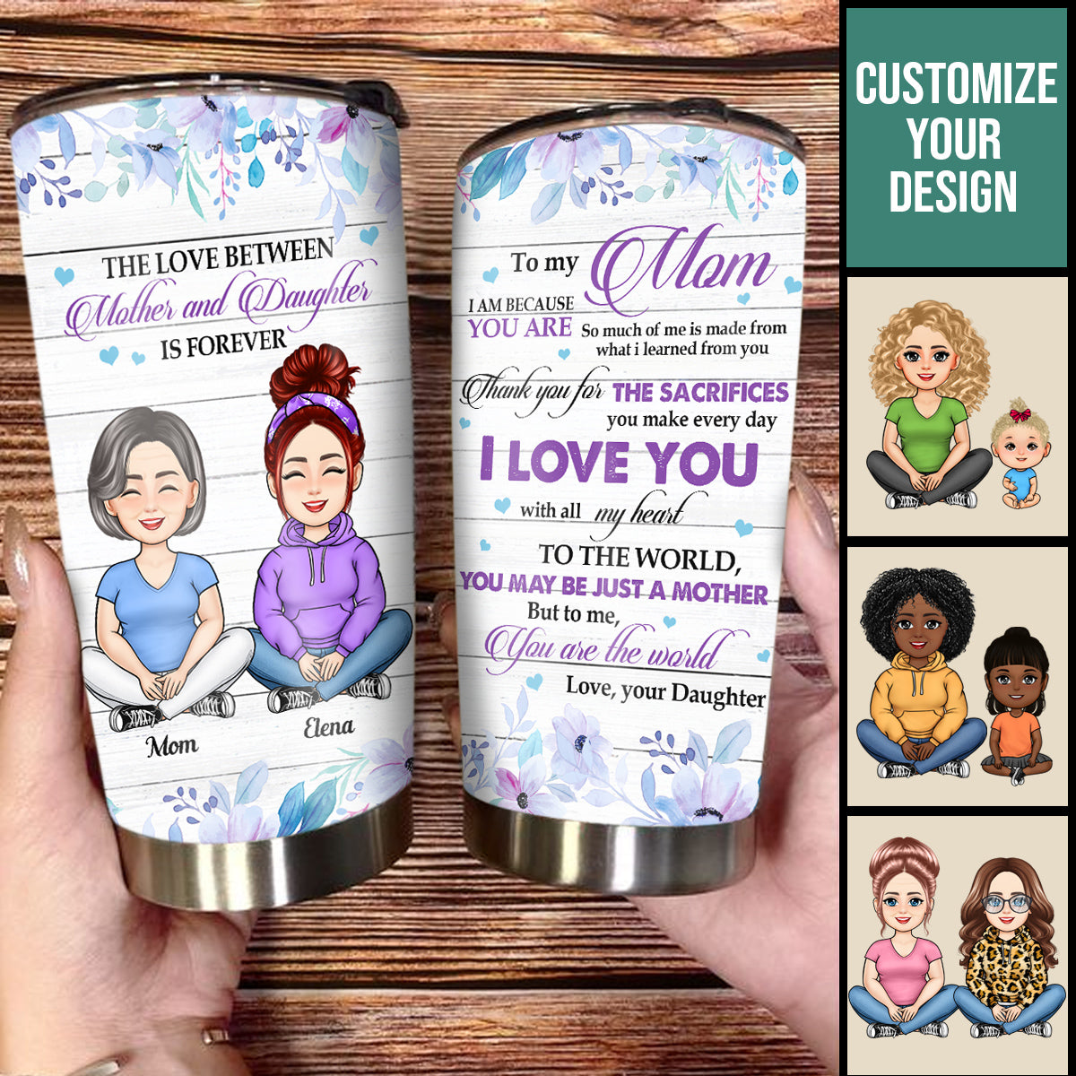 To My Mom, Love You With All My Heart - Personalized Tumbler - Gift For Mom, Mother's Day, Birthday, Loving Gift bannerToMyMom_LoveYouWithAllMyHeart-PersonalizedTumbler-GiftForMom_Mother_sD.jpg