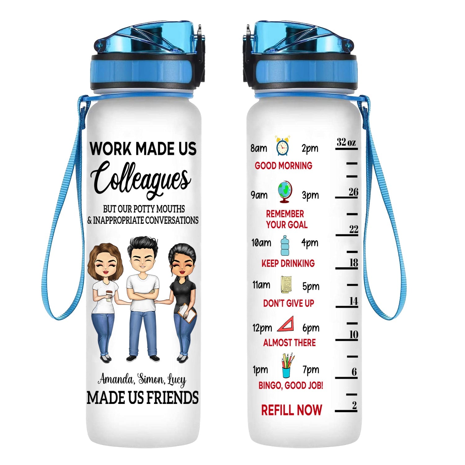 Work Made Us Colleagues Teacher - Personalized Water Tracker Bottle - Teacher bannerWTB-colleaguesteacher-gg.jpg
