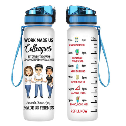 Work Made Us Colleagues Teacher - Personalized Water Tracker Bottle - Teacher bannerWTB-colleaguesteacher-gg.jpg