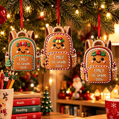 Gingerbread Backpack 3D Ornament - Personalized Back to School Gifts for Kids