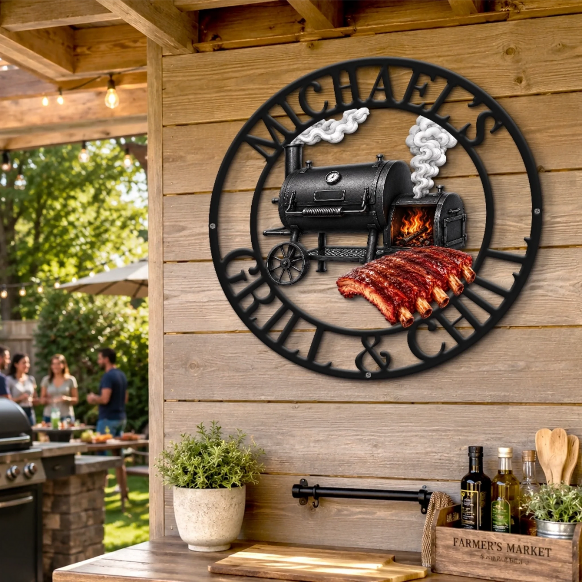 Custom BBQ Shaped Metal Sign - Personalized Grilling Gifts For BBQ Lovers