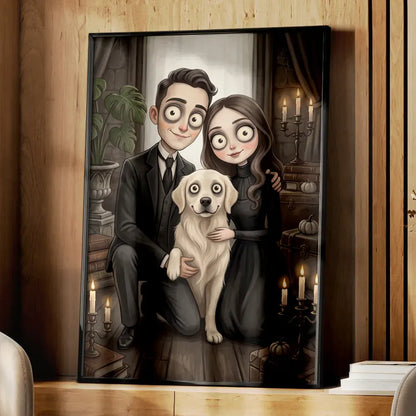 Custom Photo Gothic Portrait Art Couple Spooky Halloween - Personalized Poster