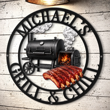 Custom BBQ Shaped Metal Sign - Personalized Grilling Gifts For BBQ Lovers