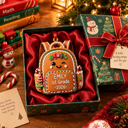 Gingerbread Backpack 3D Ornament - Personalized Back to School Gifts for Kids
