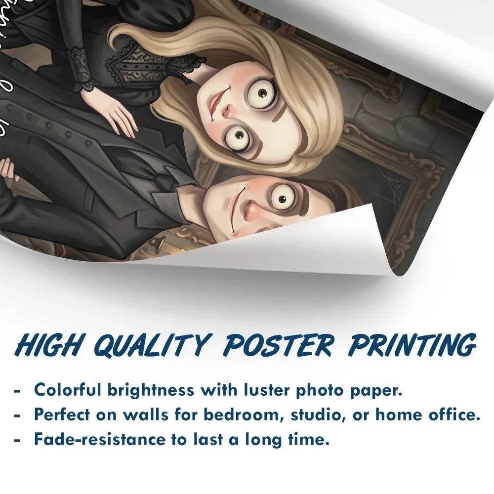 Custom Photo Gothic Portrait Art Couple Spooky Halloween - Personalized Poster