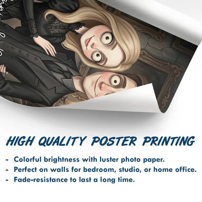 Custom Photo Gothic Portrait Art Couple Spooky Halloween - Personalized Poster