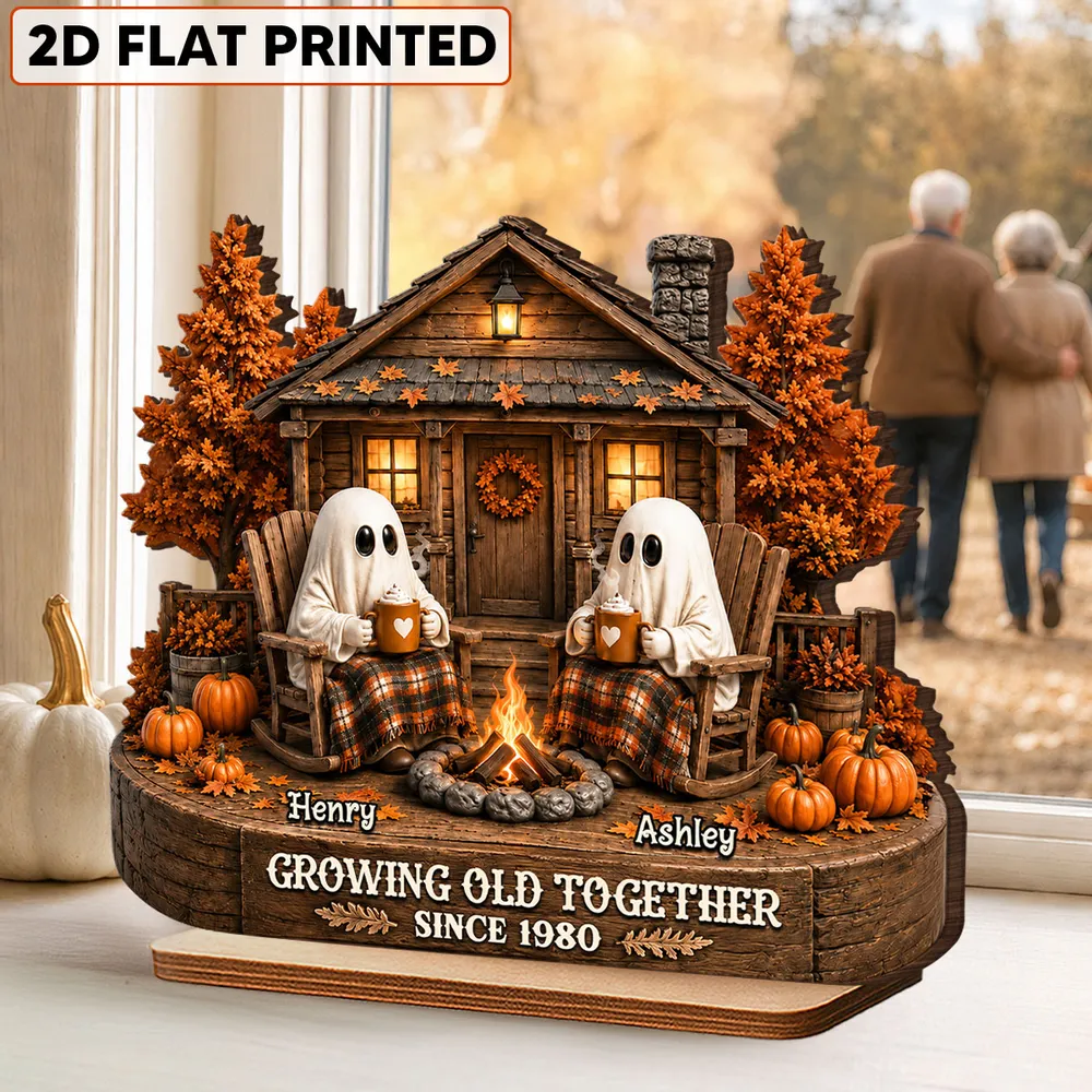Cute Boo Couple Fall Season Halloween - Personalized 2-Layered Wooden Plaque