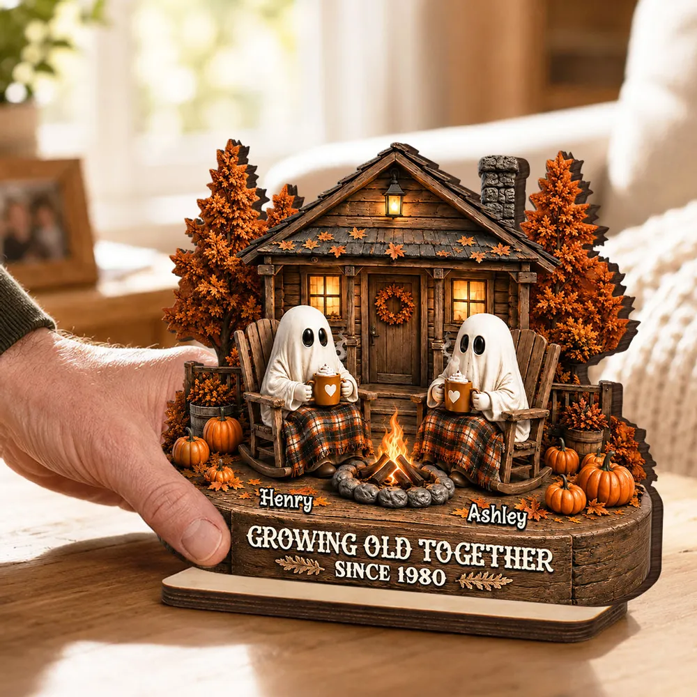 Cute Boo Couple Fall Season Halloween - Personalized 2-Layered Wooden Plaque