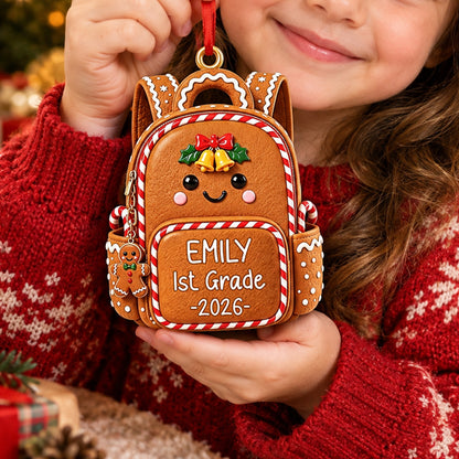 Gingerbread Backpack 3D Ornament - Personalized Back to School Gifts for Kids