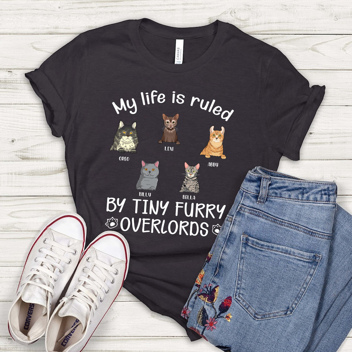 My Life Is Ruled By A Tiny Furry Overlord - Personalized Apparel - Gift For Cat Mom banner_7987abf0-09d7-4bcd-91ae-0e11a1dd58f4.jpg