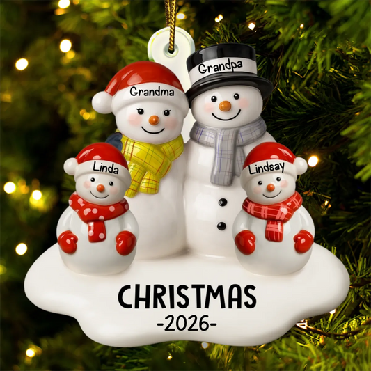 Snowman Grandparents - Personalized Custom Shaped 3D Ornament