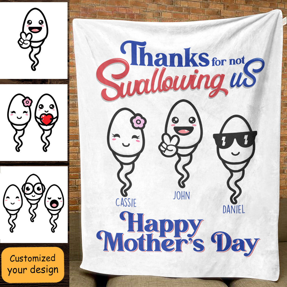 Thanks For Not Swallowing Us - Personalized Blanket - Mother's Day, Funny, Birthday Gift For Mom, Mother, Wife banner_b8e673df-18e5-402e-bac0-174d29715596.jpg