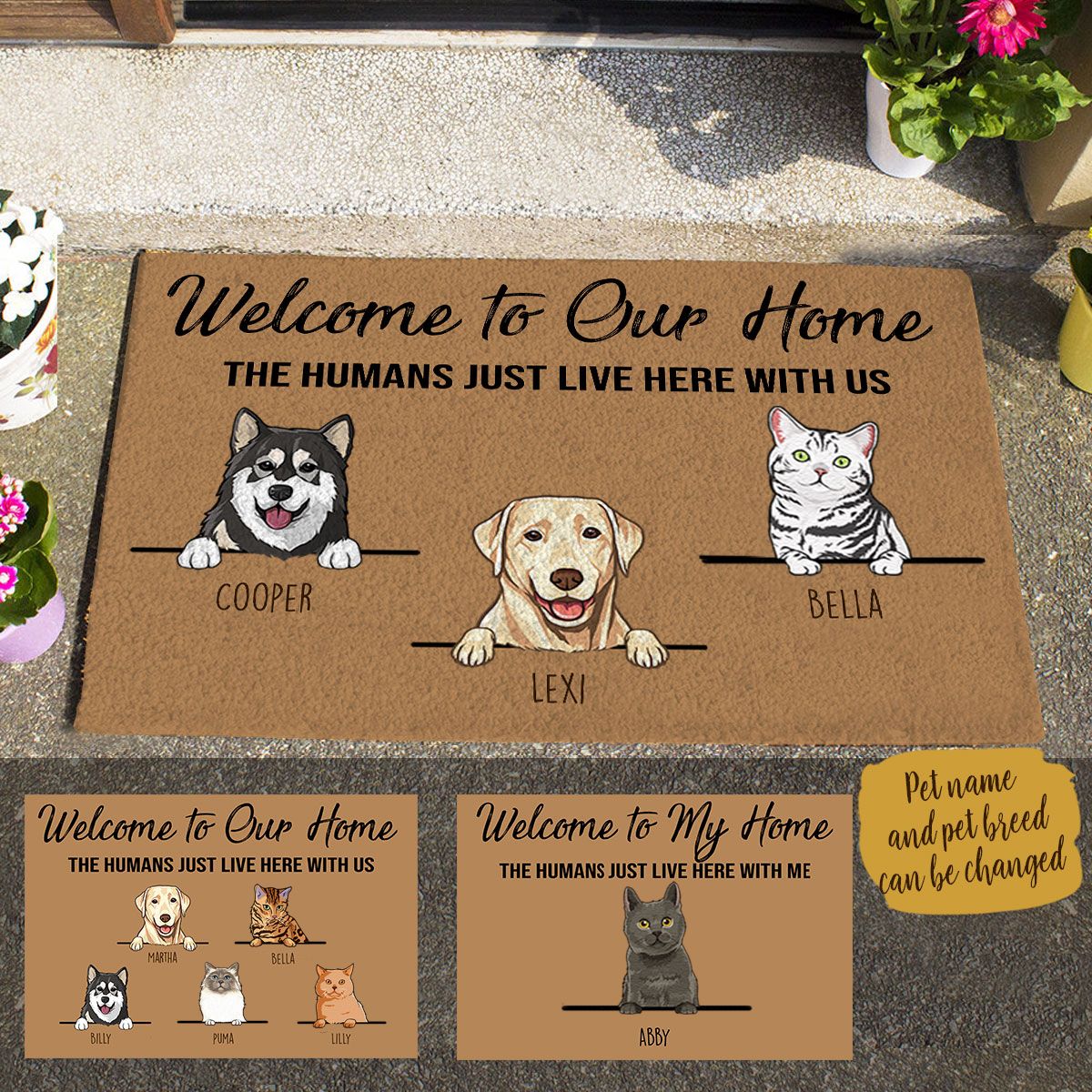 Welcome To My Home Personalized Doormat Gift For Pet Lover banner_cute_pet.2.jpg