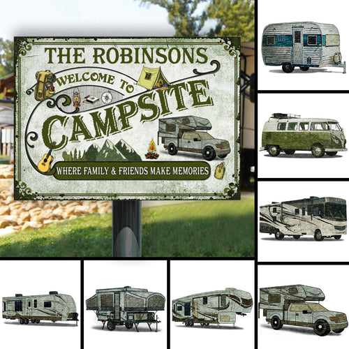 Welcome To Campsite Personalized Metal Sign Camping Family banner_print_metal_sign_ngang_20.7.jpg