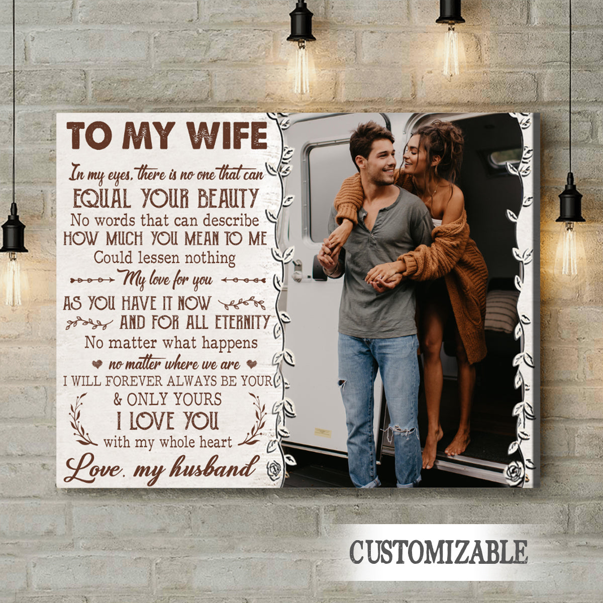 To My Wife In My Eyes There Is No One That Can Equal Your Beauty - Personalized Photo Canvas - Gift For Couple bannercanvas-ThatCanEqualYourBeauty-fb.jpg