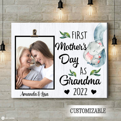 Elephants First Mother's Day As Grandma - Personalized Photo Canvas - Gift For Mom bannercanvas-elephants-fb.jpg
