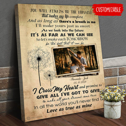 Dandelion You Will Always Be The Miracle - Personalized Photo Canvas - Gift For Couple bannercanvas-fb-bethemiracle_dd493d11-597c-4df4-916c-583716bfbd0e.jpg