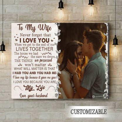 To My Wife Never Forget That I Love You - Personalized Photo Canvas - Gift For Couple bannercanvas-fb-neverforgetthatiloveyou.jpg