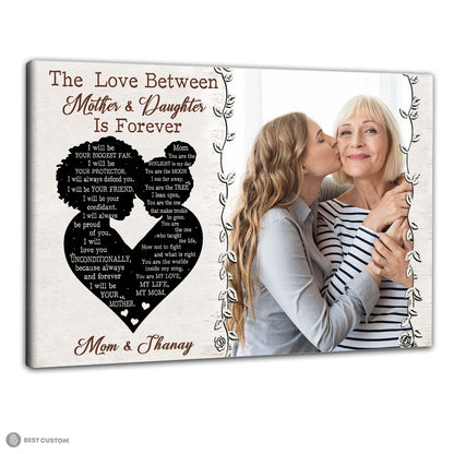 The Love Between Mother & Daughter Is Forever - Personalized Photo Canvas - Gift For Mom, Gift For Daughter bannercanvas-isforever-gg.jpg