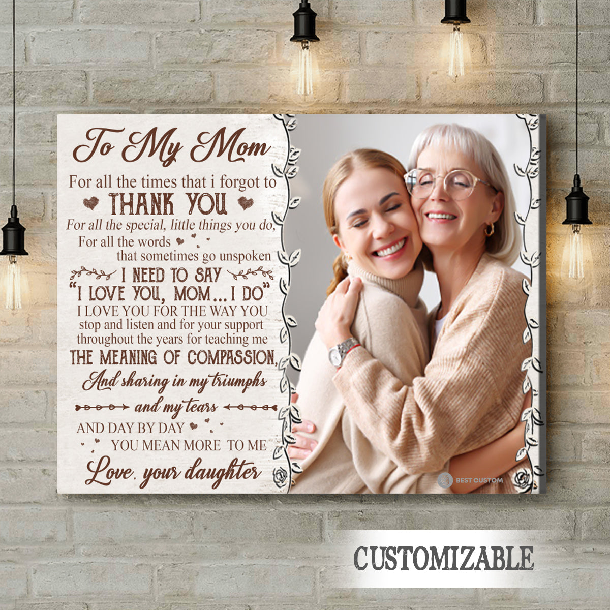To My Mom Day By Day You Mean More To Me - Personalized Photo Canvas - Gift For Mom bannercanvas-meanmoretome-fb.jpg
