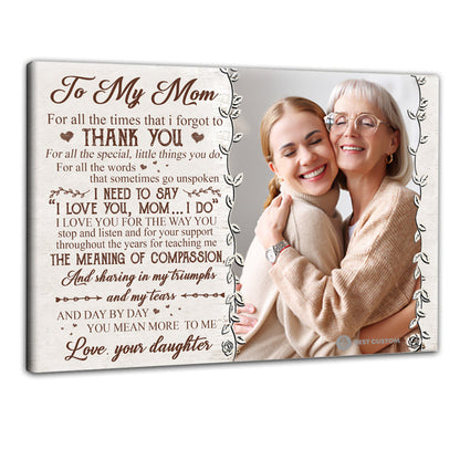 To My Mom Day By Day You Mean More To Me - Personalized Photo Canvas - Gift For Mom bannercanvas-meanmoretome-gg.jpg
