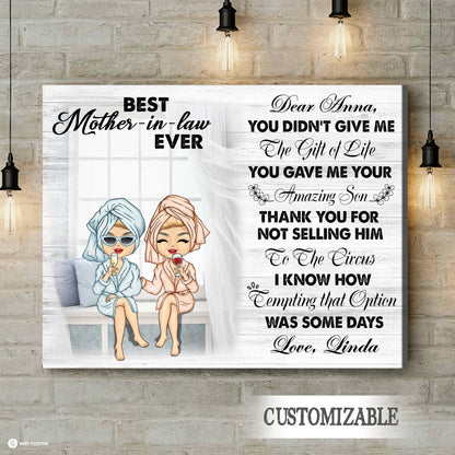 Thank You For Not Selling Him, Mother's Day Gifts For Mother In Law - Personalized Canvas - Gift for Mother-in-law bannercanvas-mother_sdaygift-fb.jpg