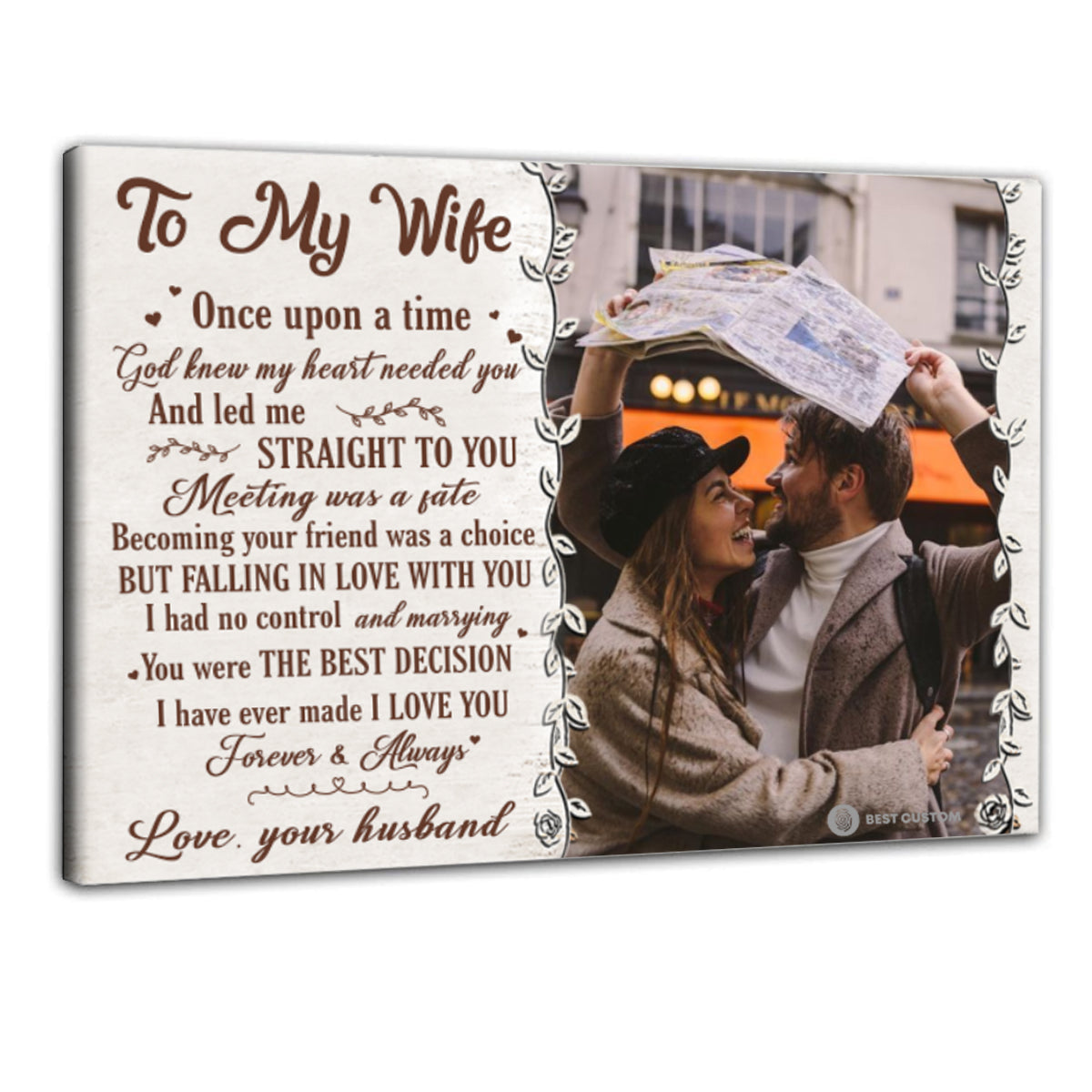 To My Wife God Knew My Heart Needed You - Personalized Photo Canvas - Gift For Couple bannercanvas-myheartneededyou-gg.jpg