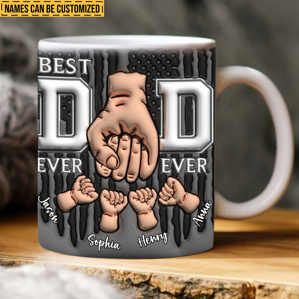 Best Dad Ever Fist Bump - Personalized 3D Inflated Effect Printed Mug - Gift For Father bannerfb.png