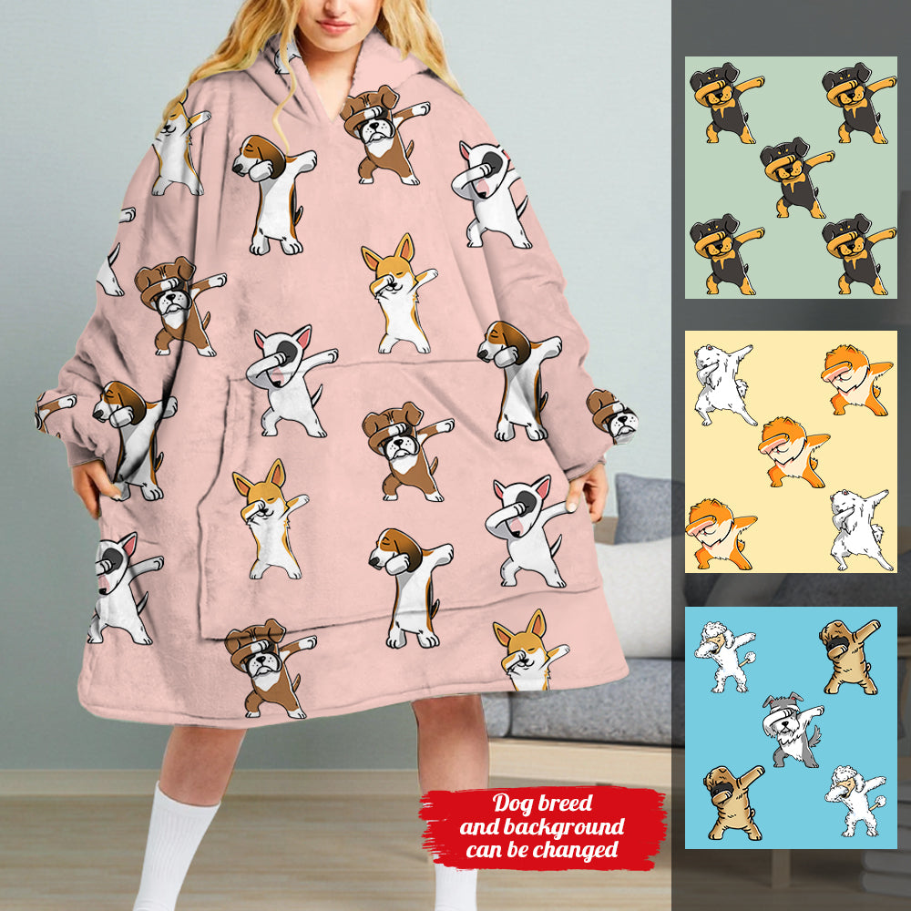 Dabbing Dog Personalized Hoodie Blanket bannerfbdogdabbing-oodie.jpg
