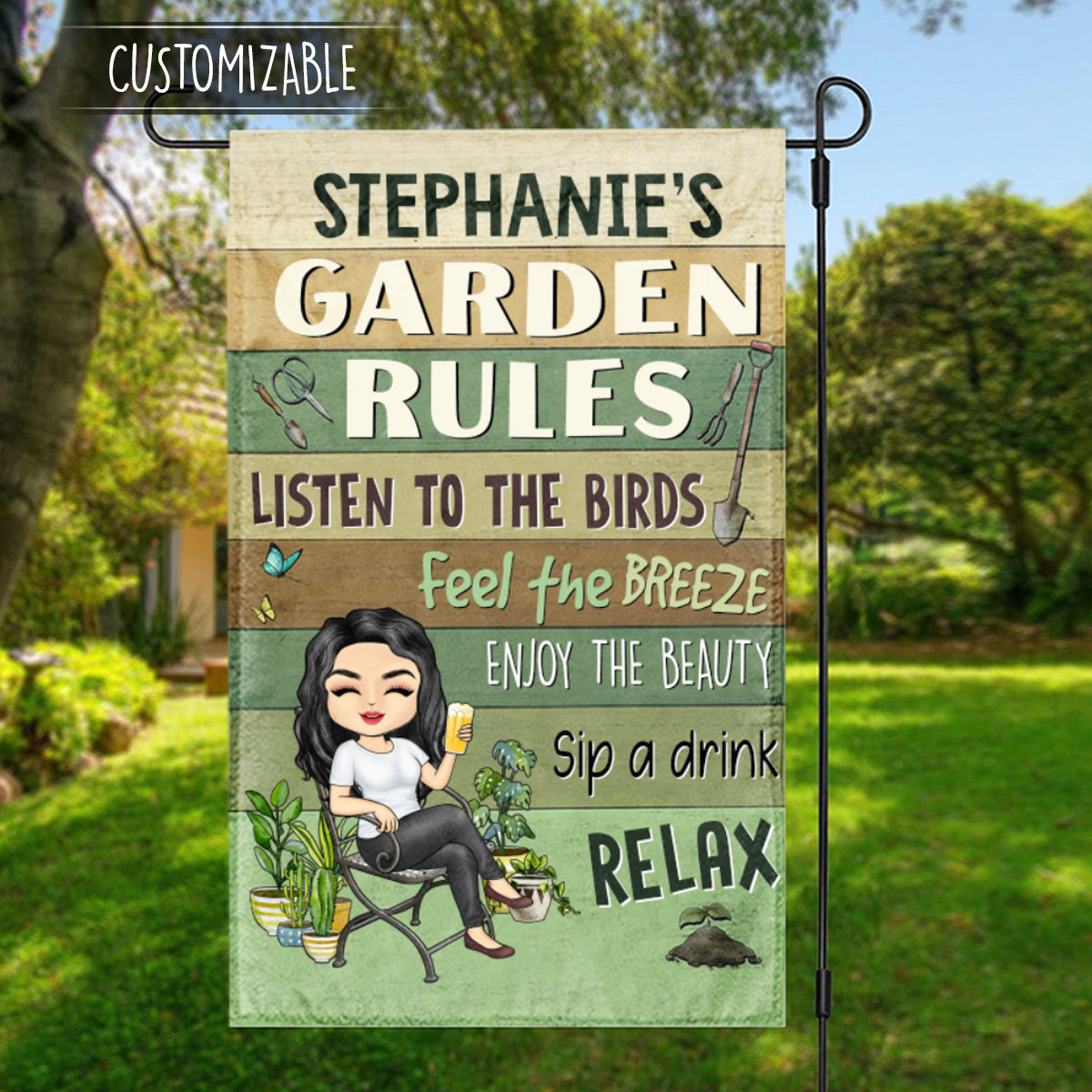 Garden Rules Enjoy The Beauty - Personalized Flag - Gardening bannergardenflag-gardenrules-fb.jpg