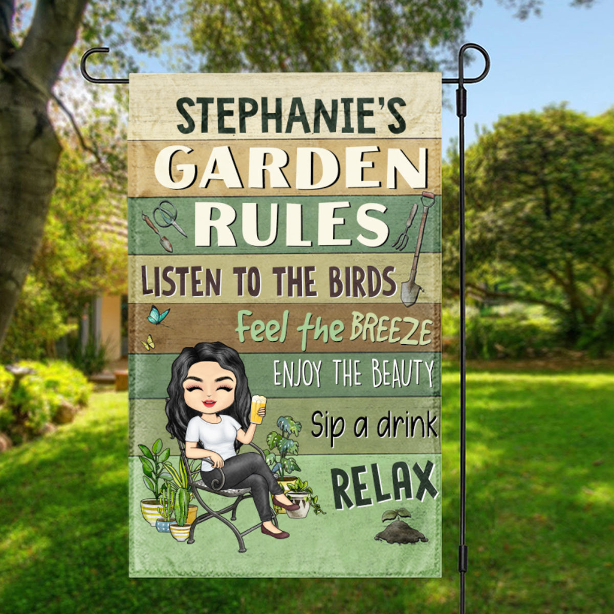 Garden Rules Enjoy The Beauty - Personalized Flag - Gardening bannergardenflag-gardenrules-gg.jpg