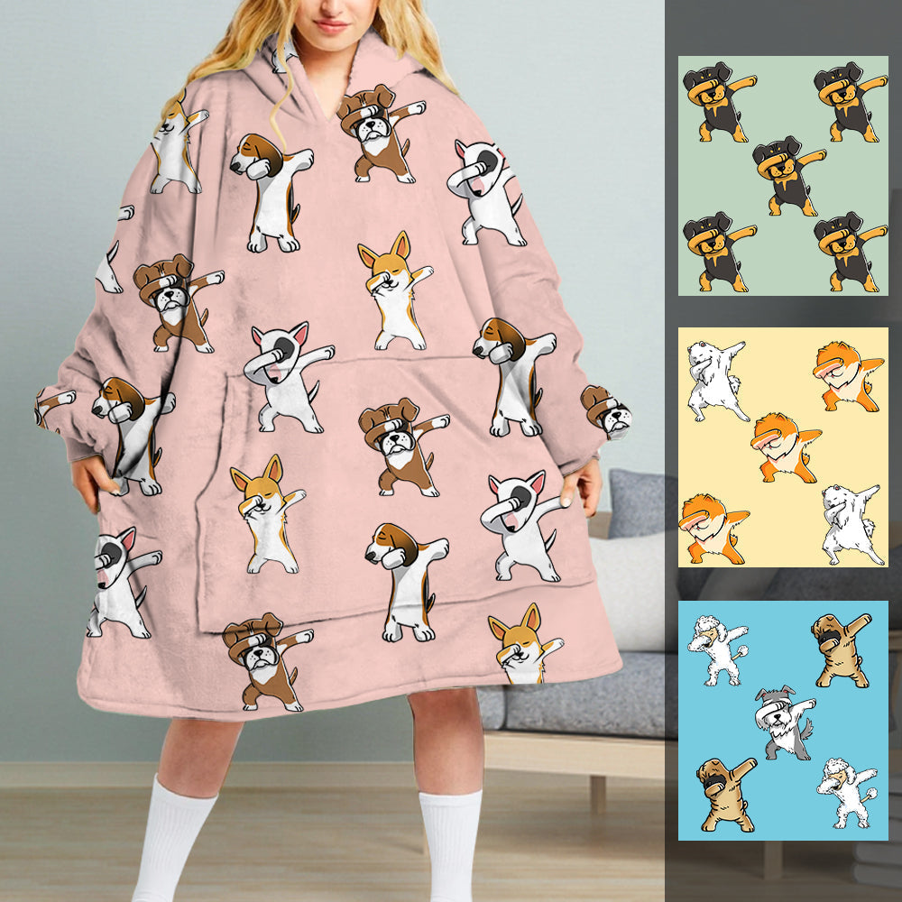 Dabbing Dog Personalized Hoodie Blanket bannergg-dogdabbing-oodie.jpg