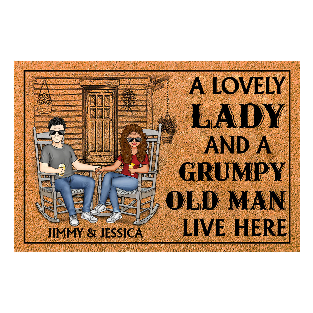A Lovely Lady And A Grumpy Old Man Personalized Doormat Gift For Couple bannerggdoormat.jpg
