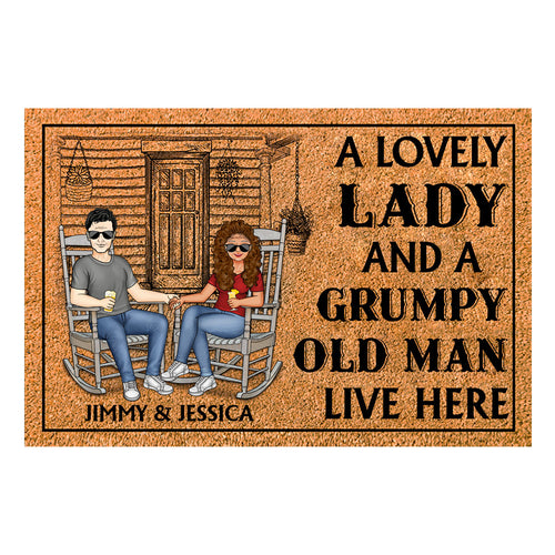 A Lovely Lady And A Grumpy Old Man Personalized Doormat Gift For Couple bannerggdoormat.jpg