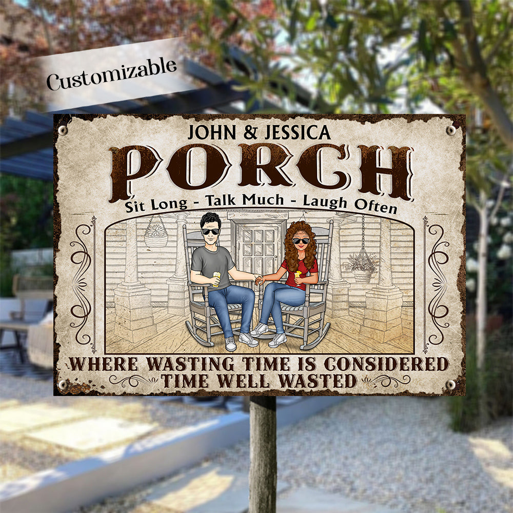 The Porch Time Well Wasted - Personalized Metal Sign - Gift For Couple bannermetalsign_d54282ac-a60d-4da9-a5ac-a4f01ac91939.jpg